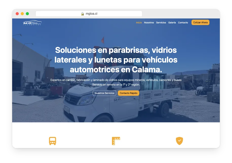 Sitio web de MG Loa en computador